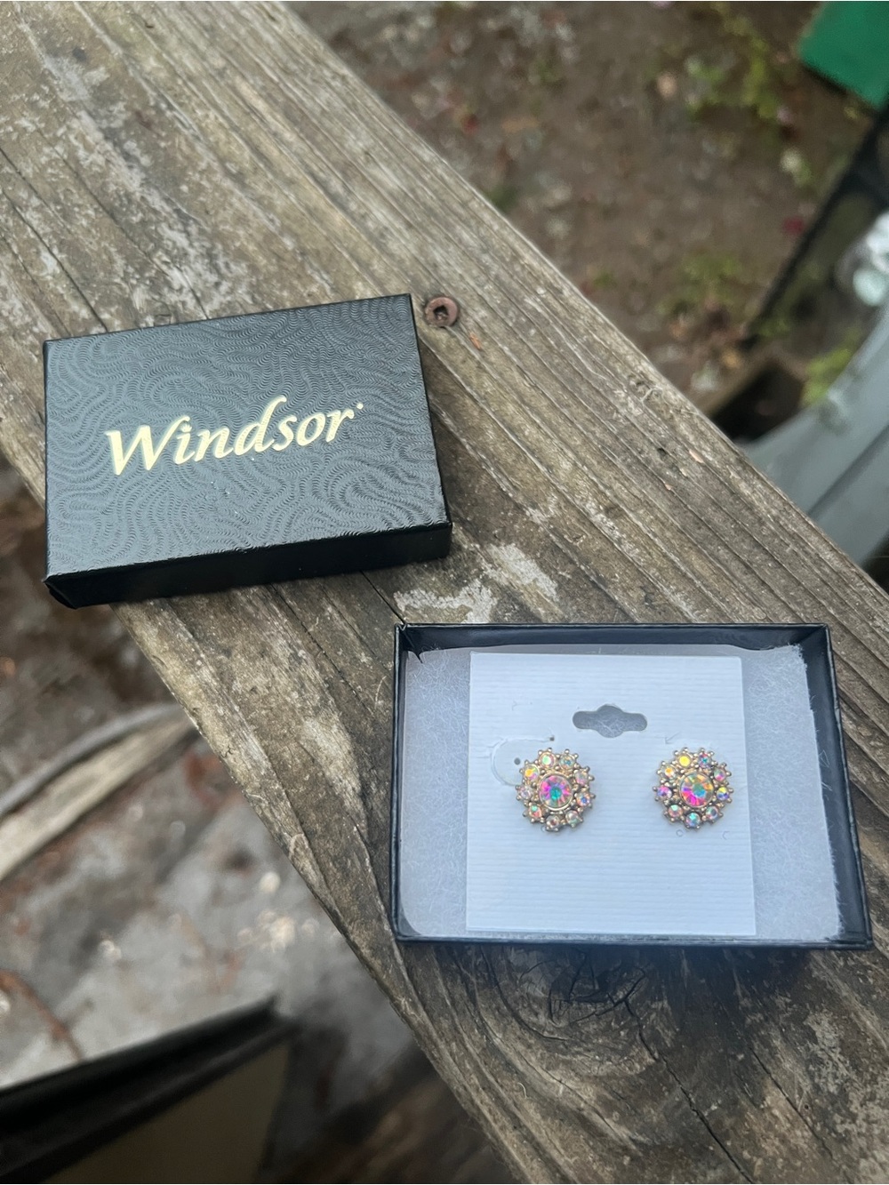 Windsor Multi-Color Aurora Crystal Flower Cluster Stud Earrings NIB